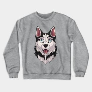 Shocked Surprised Expression Black Husky Dog Crewneck Sweatshirt